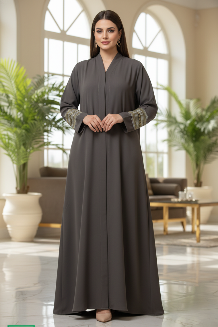 The Nida Embroidered Sleeves Abaya