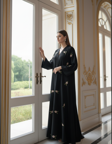 The "Regal Bloom" Embroidered Abaya