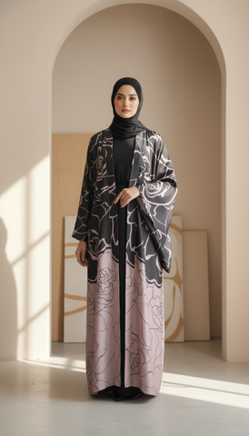 The "Chromatic Flow" Tie-Dye Abaya