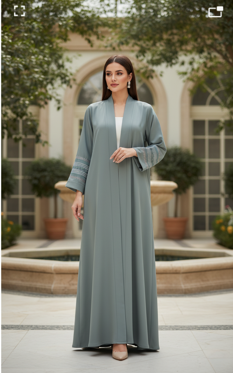 The Nida Embroidered Sleeves Abaya