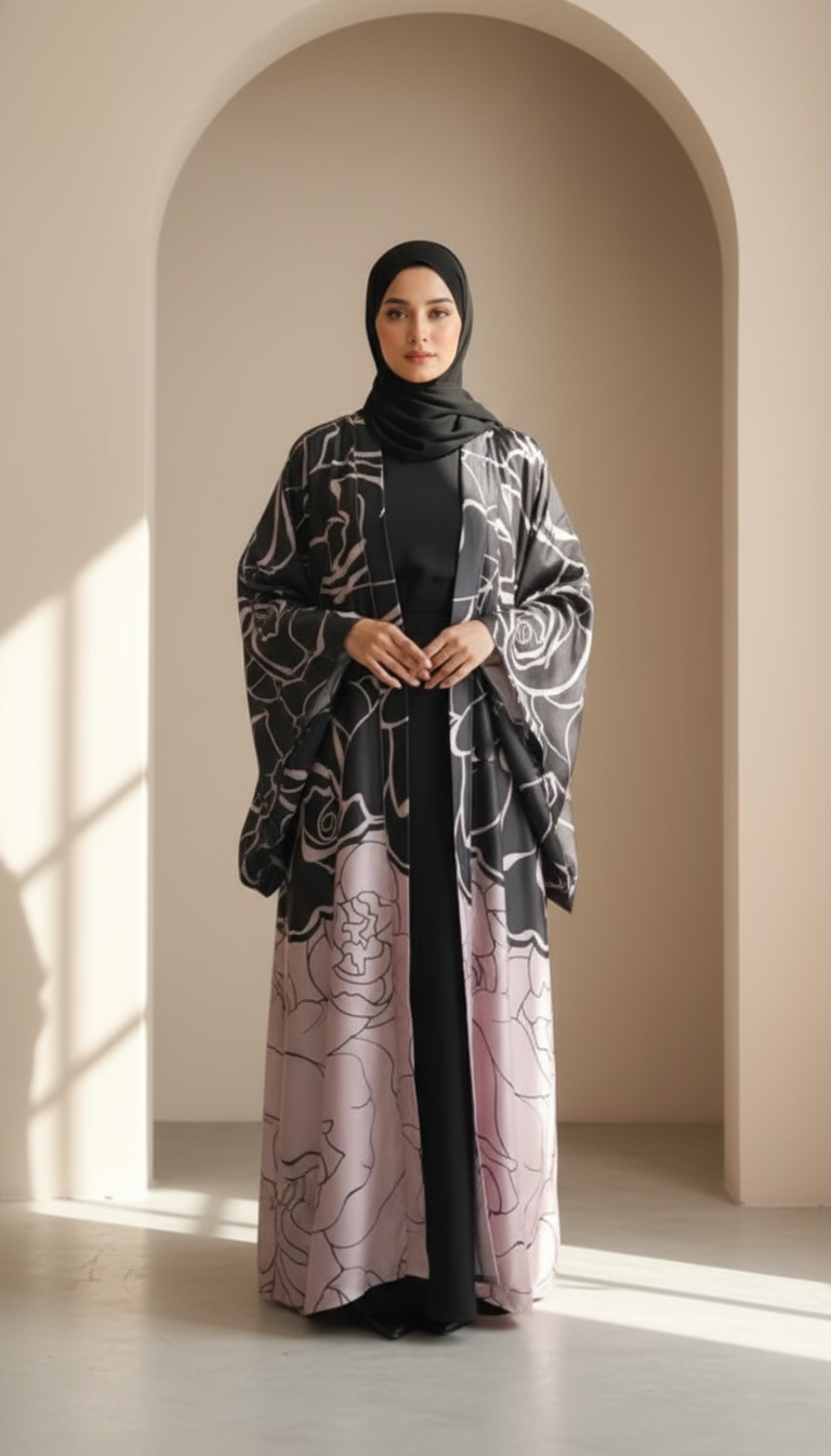 The "Chromatic Flow" Tie-Dye Abaya