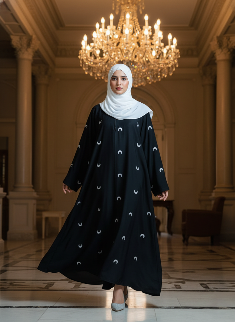 The Moon Embroidered Maxi Abaya